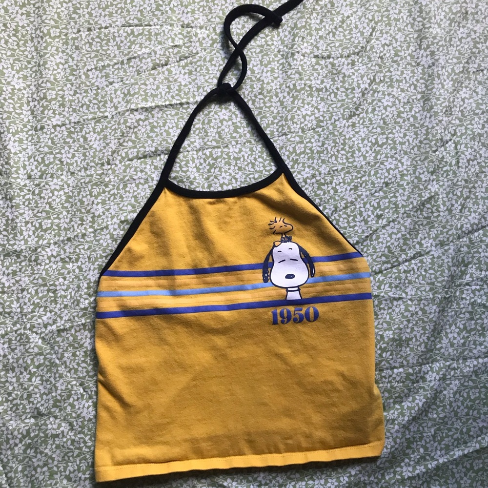 Yellow snoopy crop halter top